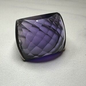 Sterling Silver 925 Purple‎ Faceted Cocktail Ring Statement Jewelry